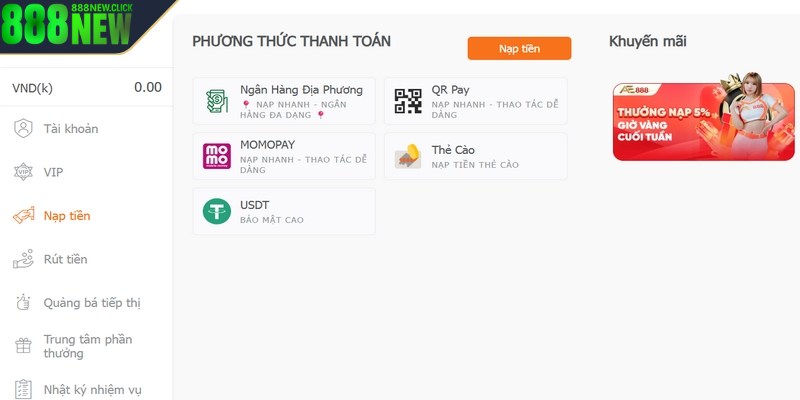 Danh sách đủ các ngân hàng hỗ trợ nạp tiền rất phong phú